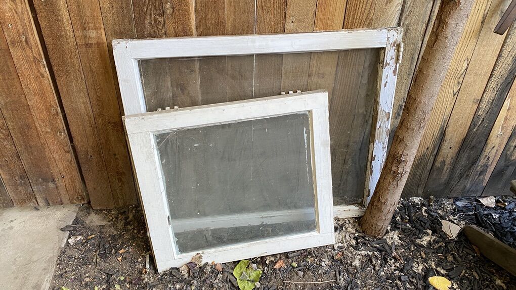 35$ OBO (2) Old Wood Framed Windows