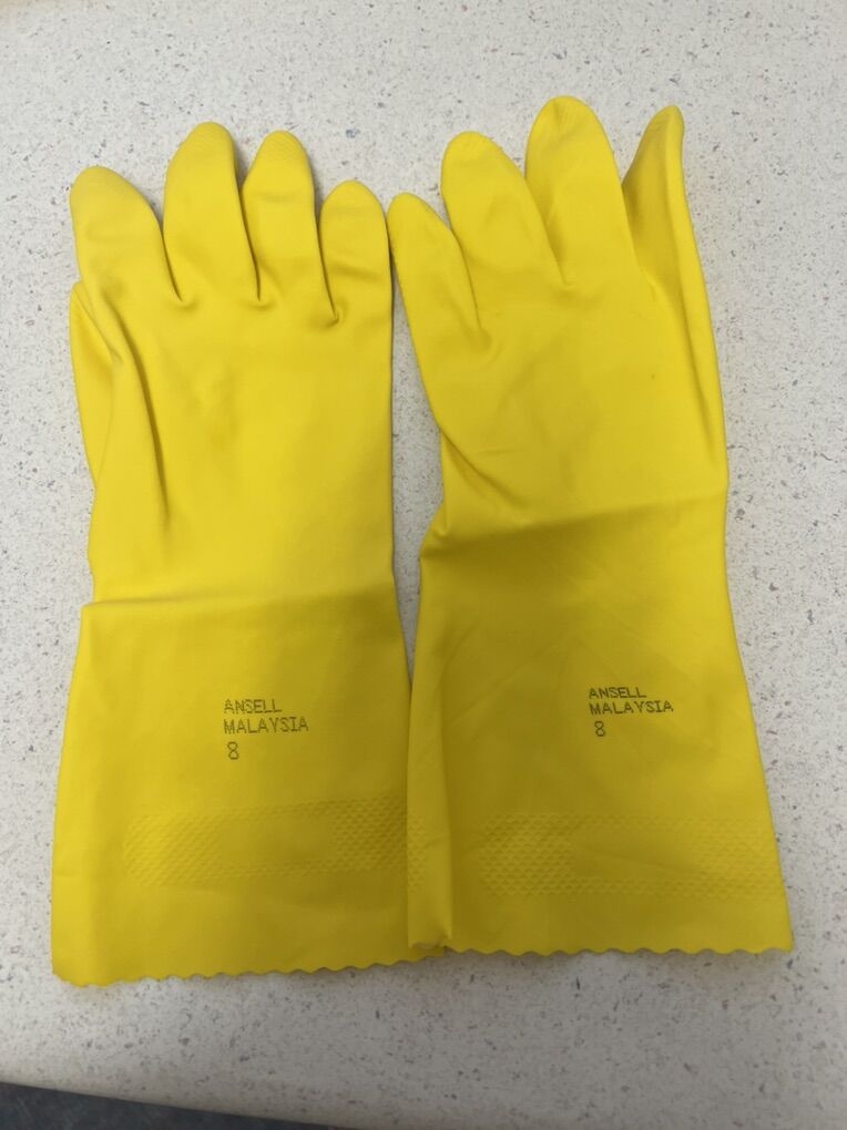 12 Pairs Ansell Yellow Latex Gloves