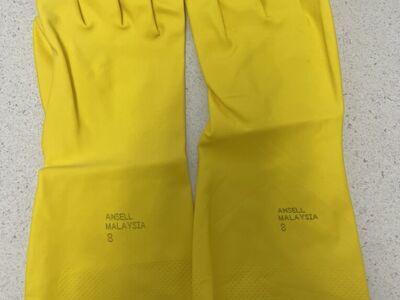 12 Pairs Ansell Yellow Latex Gloves