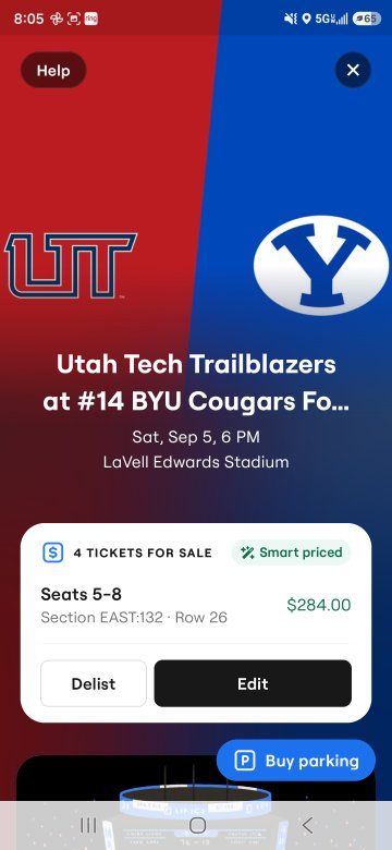 BYU Football Tickets vs Utah Tech