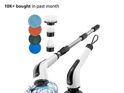 Cordless Electric Spin Scrubber w/ Extension Handle & 7 Brush Heads for Bathroom & Kitchen Cleaning