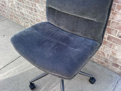 Comfortable Dark Grey Swivel Office Chair with Wheels - Padded Seat & Back for Home or Office