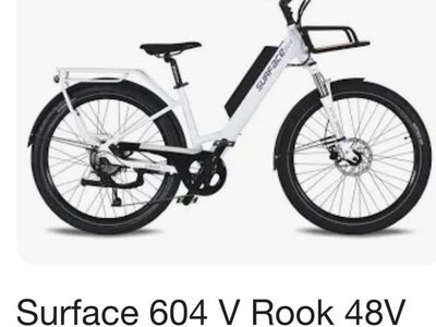 Surface 604 V Rook Electric Bicycle 48V 20AH White E-Bike with Racks