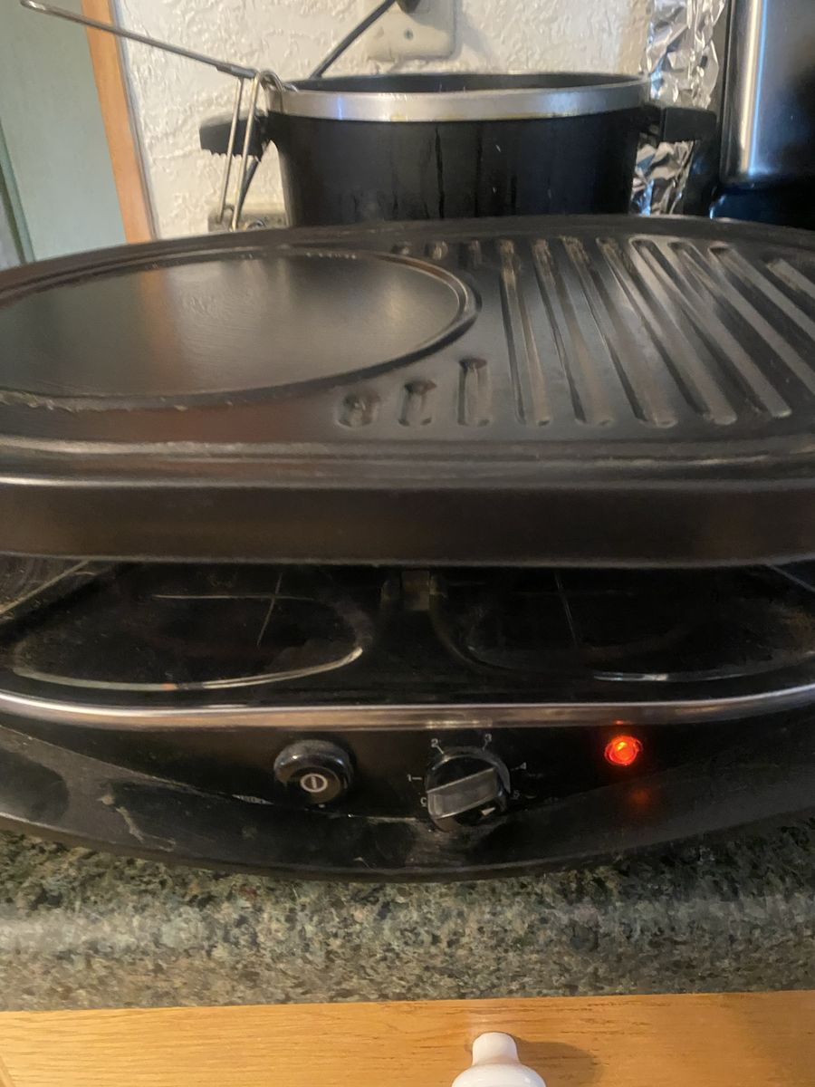 Electric Indoor Raclette Grill and Griddle Combo - Black works ️️️  cook outside in Ogden