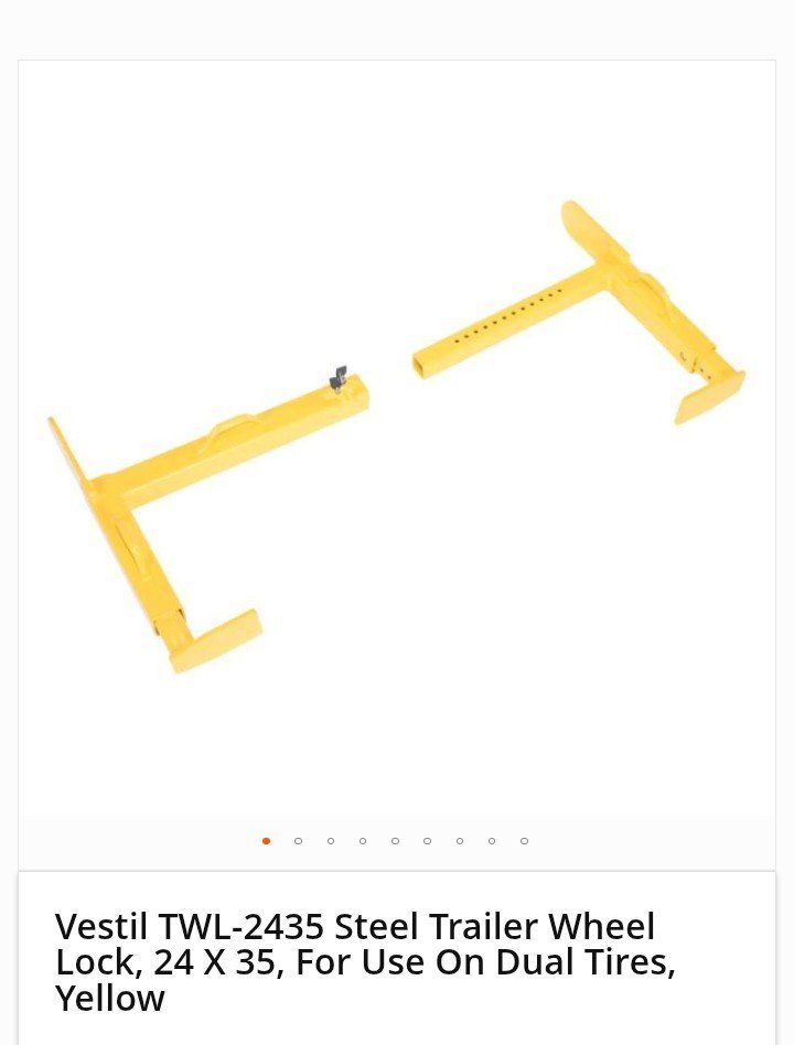 Vestil TWL-2435 Steel Trailer Wheel Lock, 24" x 35", Yellow, For Dual Tires new