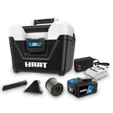 Brand new HART 20-Volt Cordless 2-Gallon Wet/Dry Vacuum Kit (1) 20-Volt 4.0Ah Lithium- Ion Battery. 