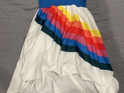 Girls' Dress Bundle: Rainbow High-Low, Plaid, Star Print, & Pink Stripe Dresses (Size 6-7)