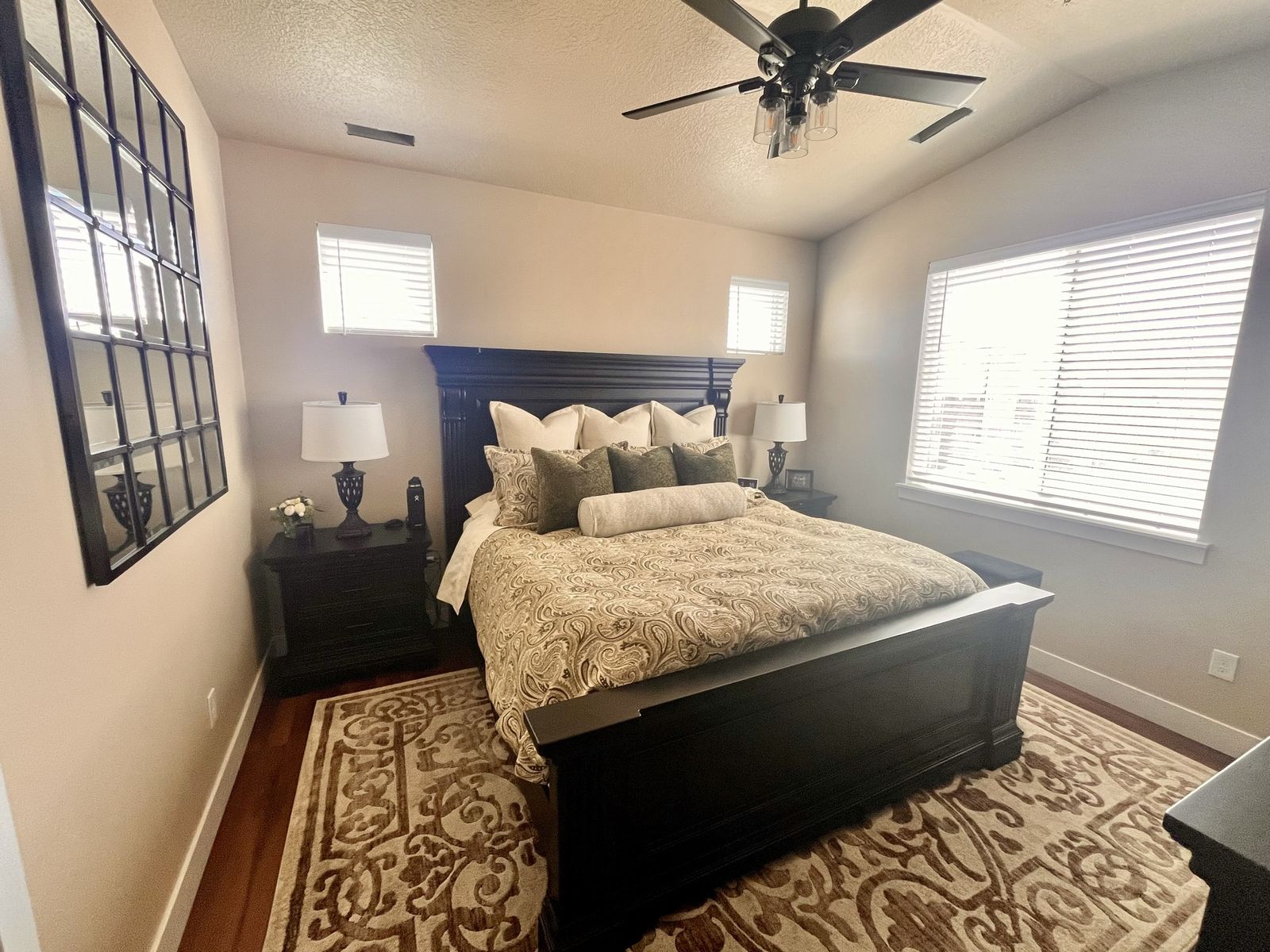 Dark Wood king Size Bed Frame with Headboard, Footboard, and Side Rails - Traditional Style