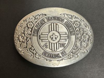 Vintage Philmont Boy Scout Camp Pewter Belt Buckle - Training Center Cimarron NM
