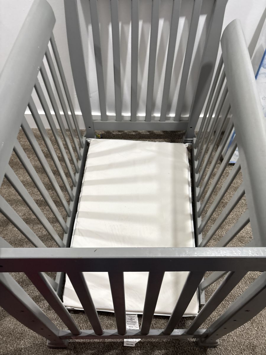 Gray Baby Crib with Mattress – $125 OBO