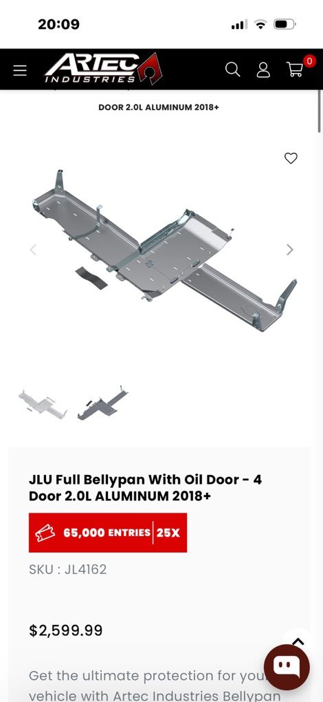 Artec Jeep JLU Full Skid Plate Aluminum