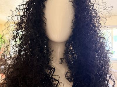 New. Long Curly Synthetic Wig - Black