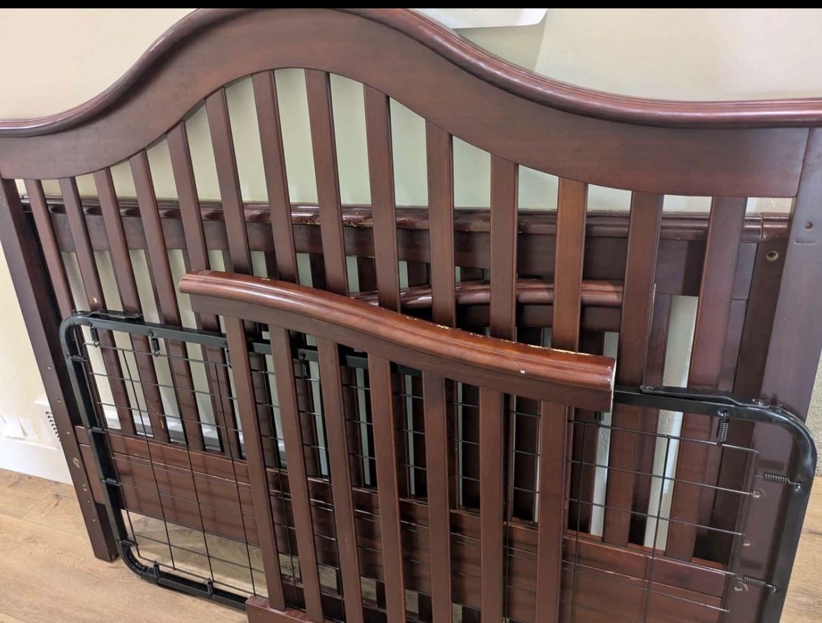 Dark Wood Baby Crib - Classic Design, Sturdy Construction