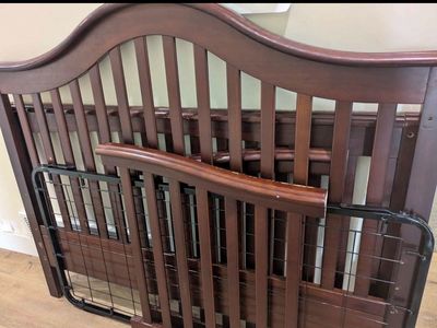 Dark Wood Baby Crib - Classic Design, Sturdy Construction