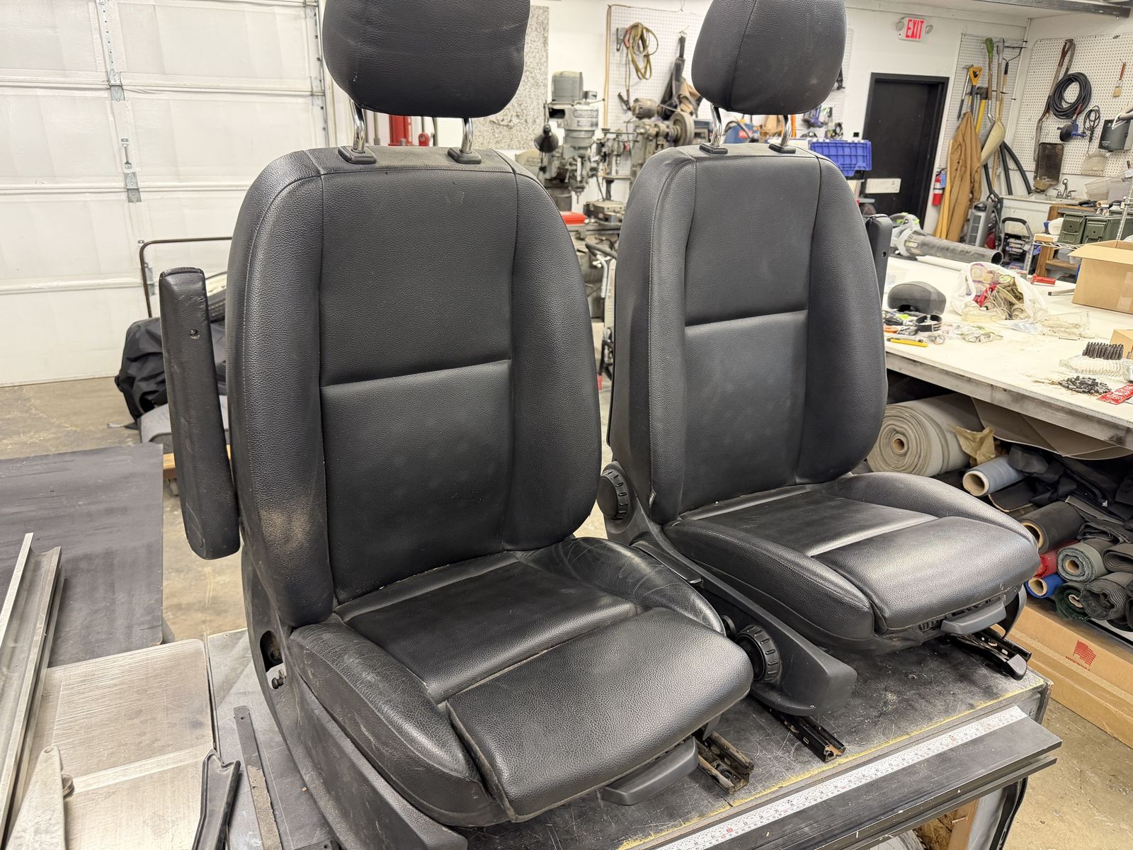 Used Black Leatherette Mercedes Sprinter Van Seats - Driver & Passenger Side.  Came out of 2019 Van.