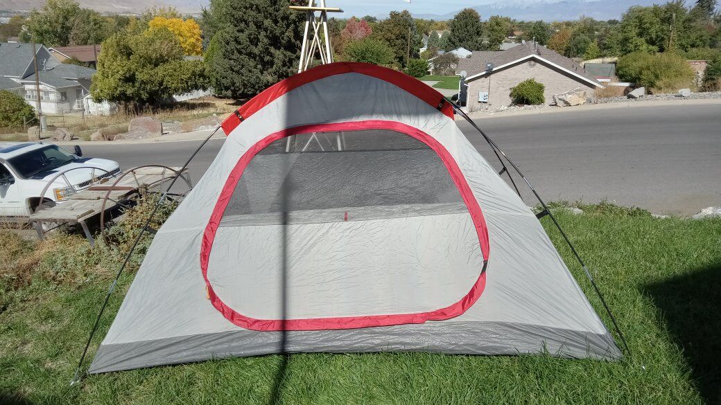 2 Person Tent Camping Embark Gray & Red Missing Rain Cover