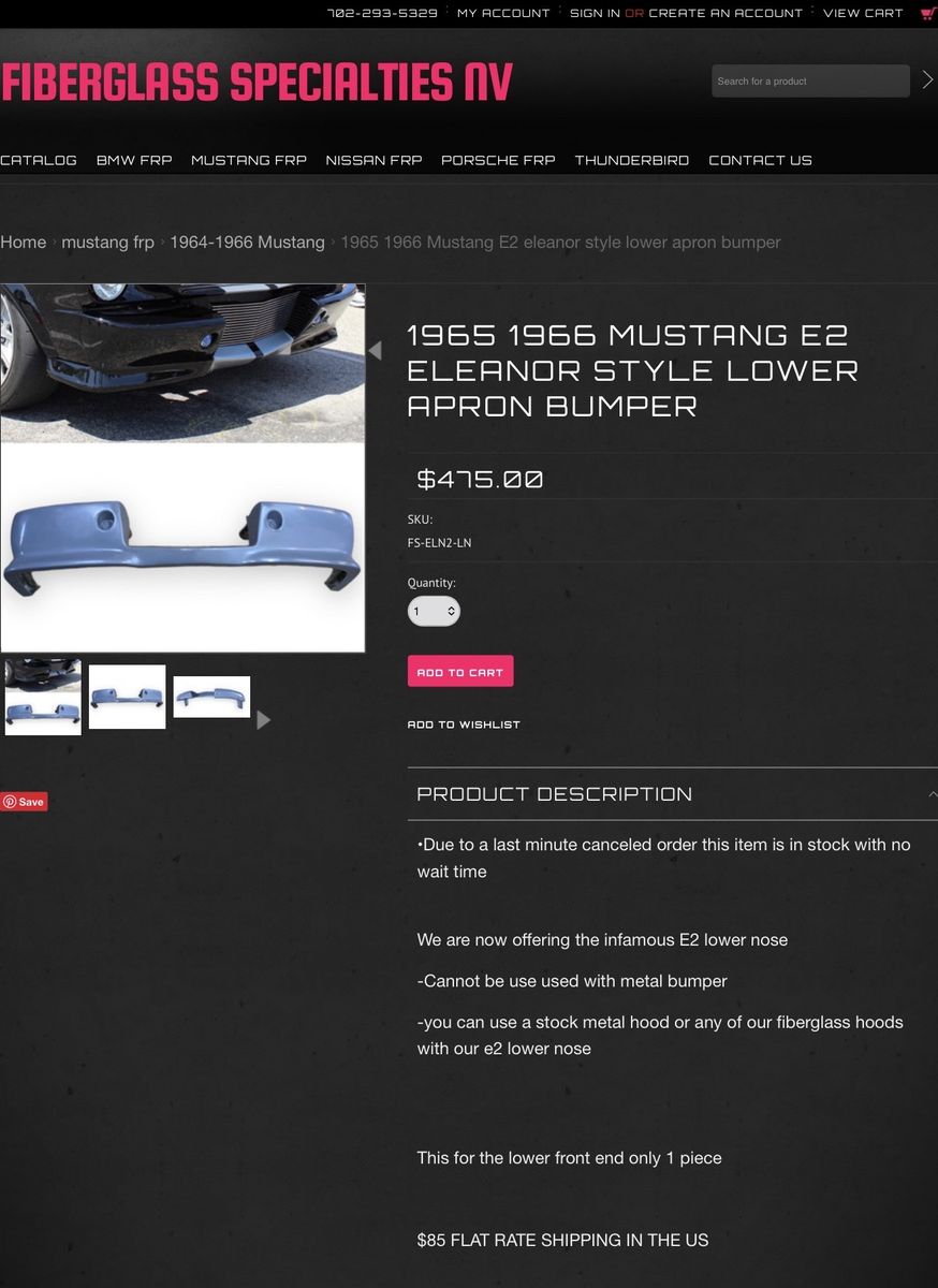 1965-1966 Mustang Eleanor Style Front Valance