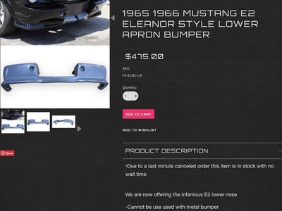 1965-1966 Mustang Eleanor Style Front Valance