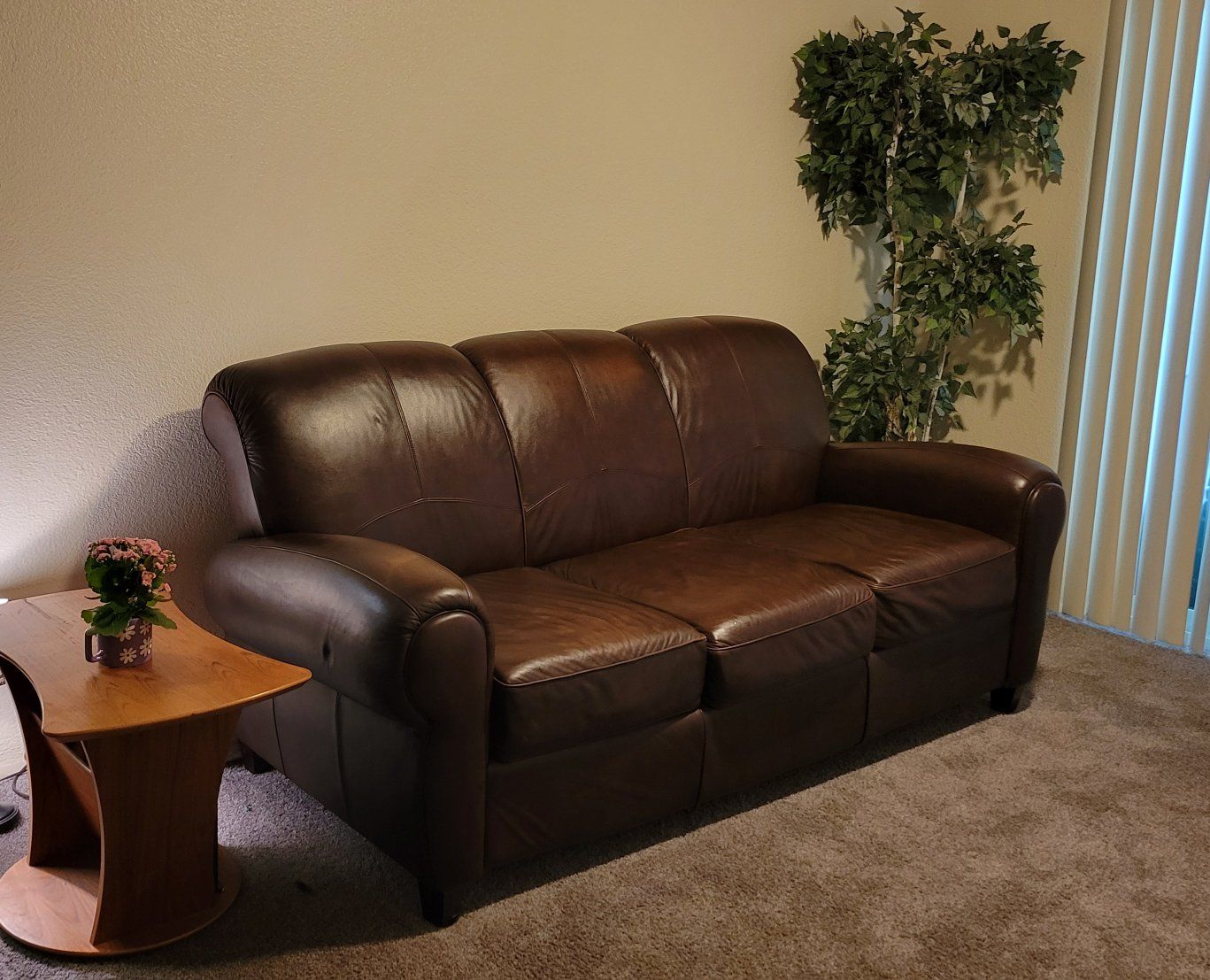83 in long Leather Couch