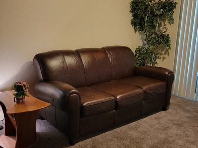 83 in long Leather Couch