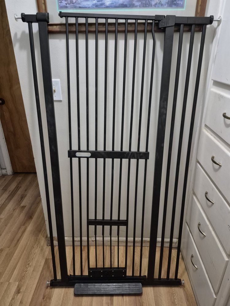Black Metal Safety Gate for Kids or Pets