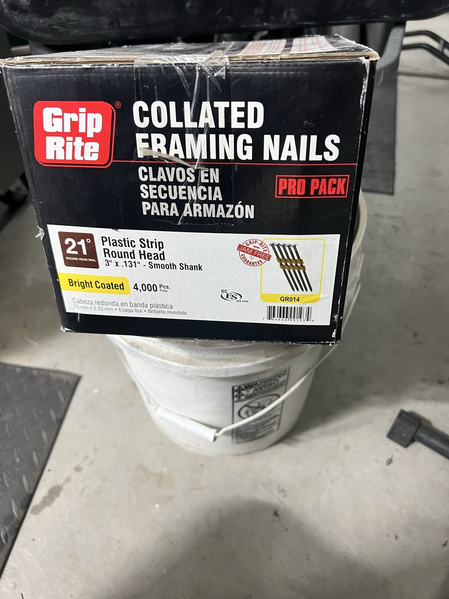 Grip Rite 21 Degree Collated Framing Nails - 3" x .131" Smooth Shank Bright Coated 4000ct