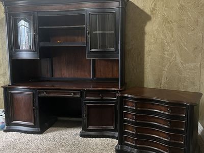 Hutch desk and filing cabinet