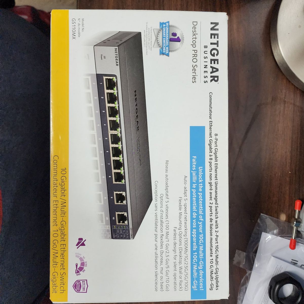 NETGEAR GS110MX 8-Port Gigabit Ethernet Unmanaged Switch with 2-Port 10G/Multi-Gig Uplinks