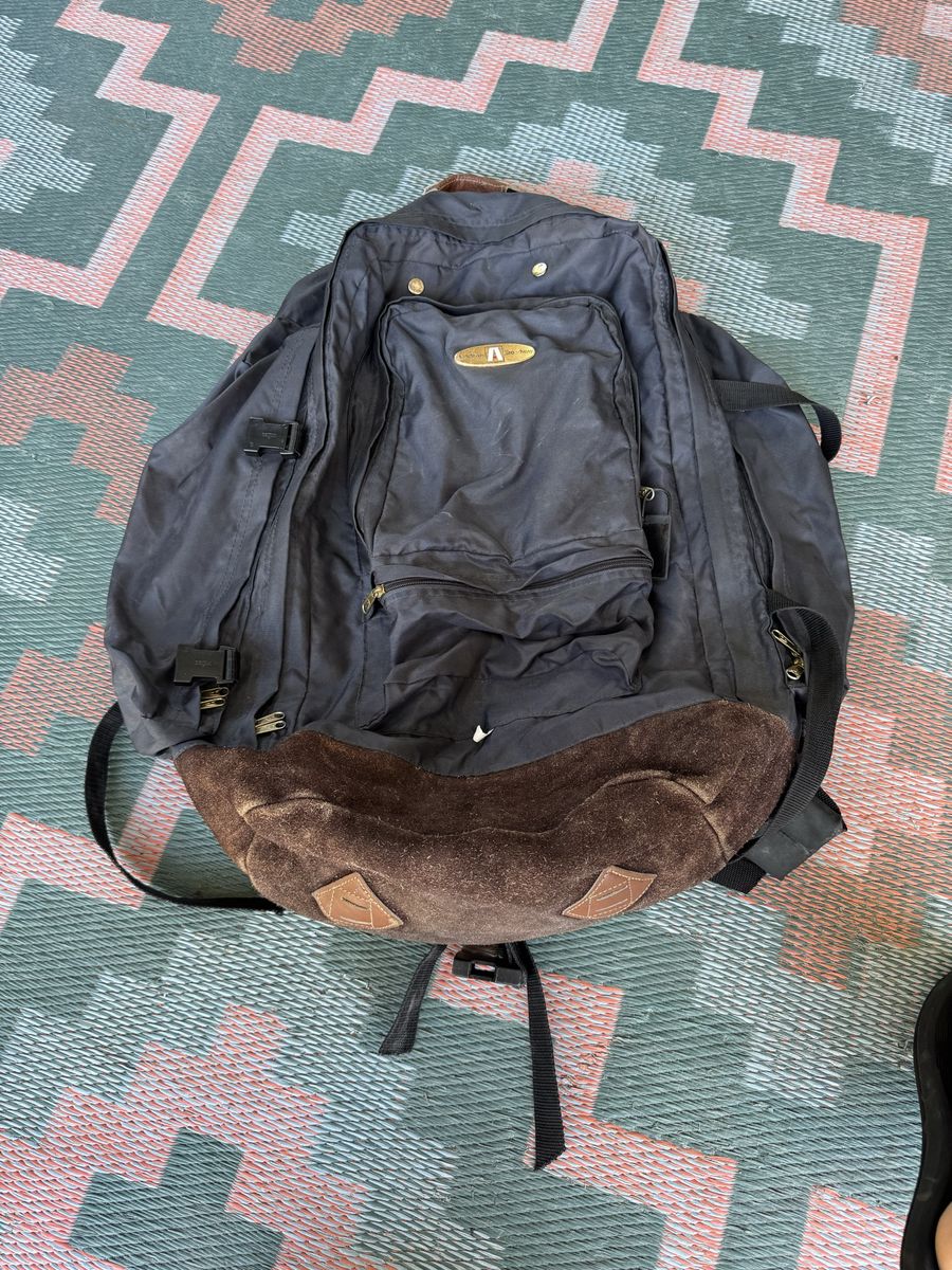 Vintage! Academy Broadway Leather Bottom Backpack Rucksack Hiking Backpacking