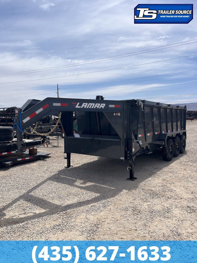 7x16 Lamar DT Gooseneck Dump Trailer - 36" Sides - 21K GVWR - Telescopic