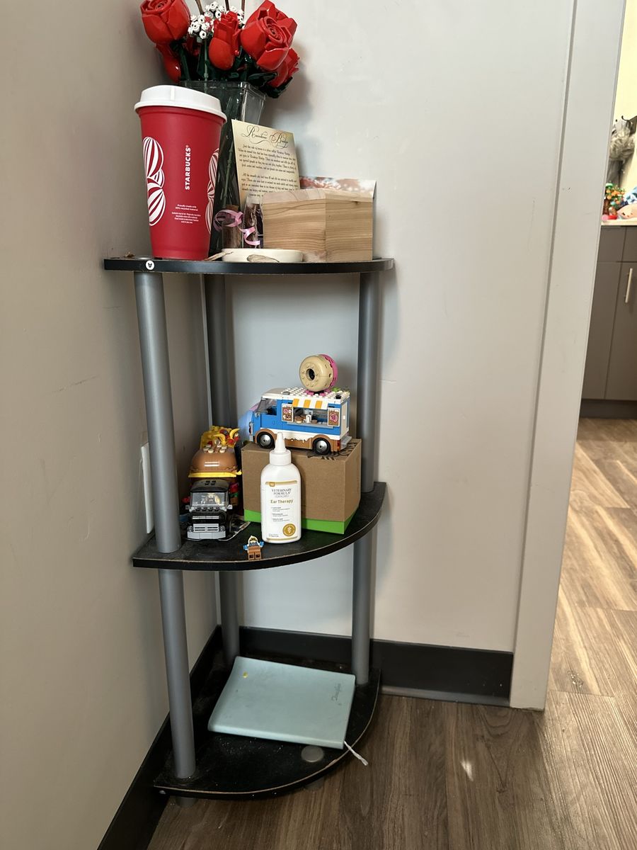 Black and Gray 3-Tier Corner Shelf Unit - Space-Saving Storage