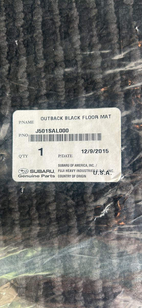 Subaru Outback J501SAL000 Black Carpet Floor Mats (New for 2015-2016+ models)