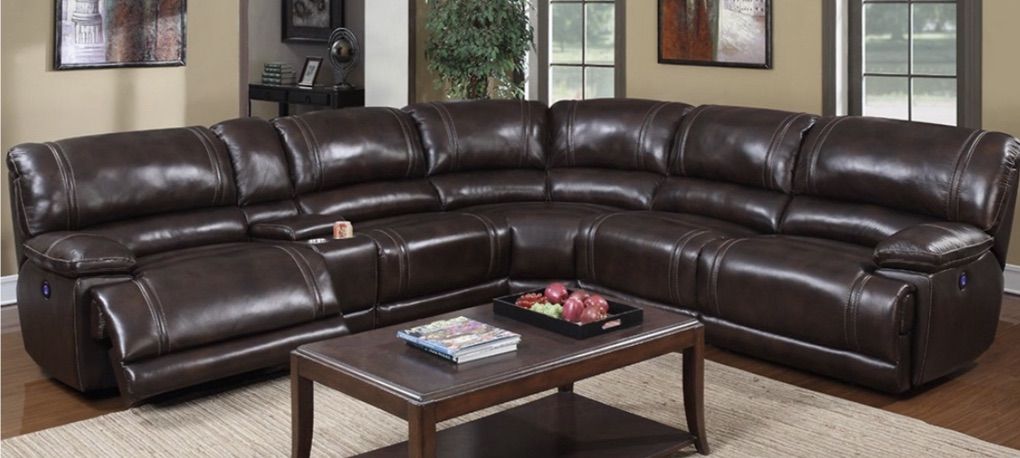 NEW NEW! Top Grain Leather Power Motion Sectional