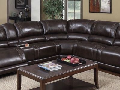 NEW NEW! Top Grain Leather Power Motion Sectional