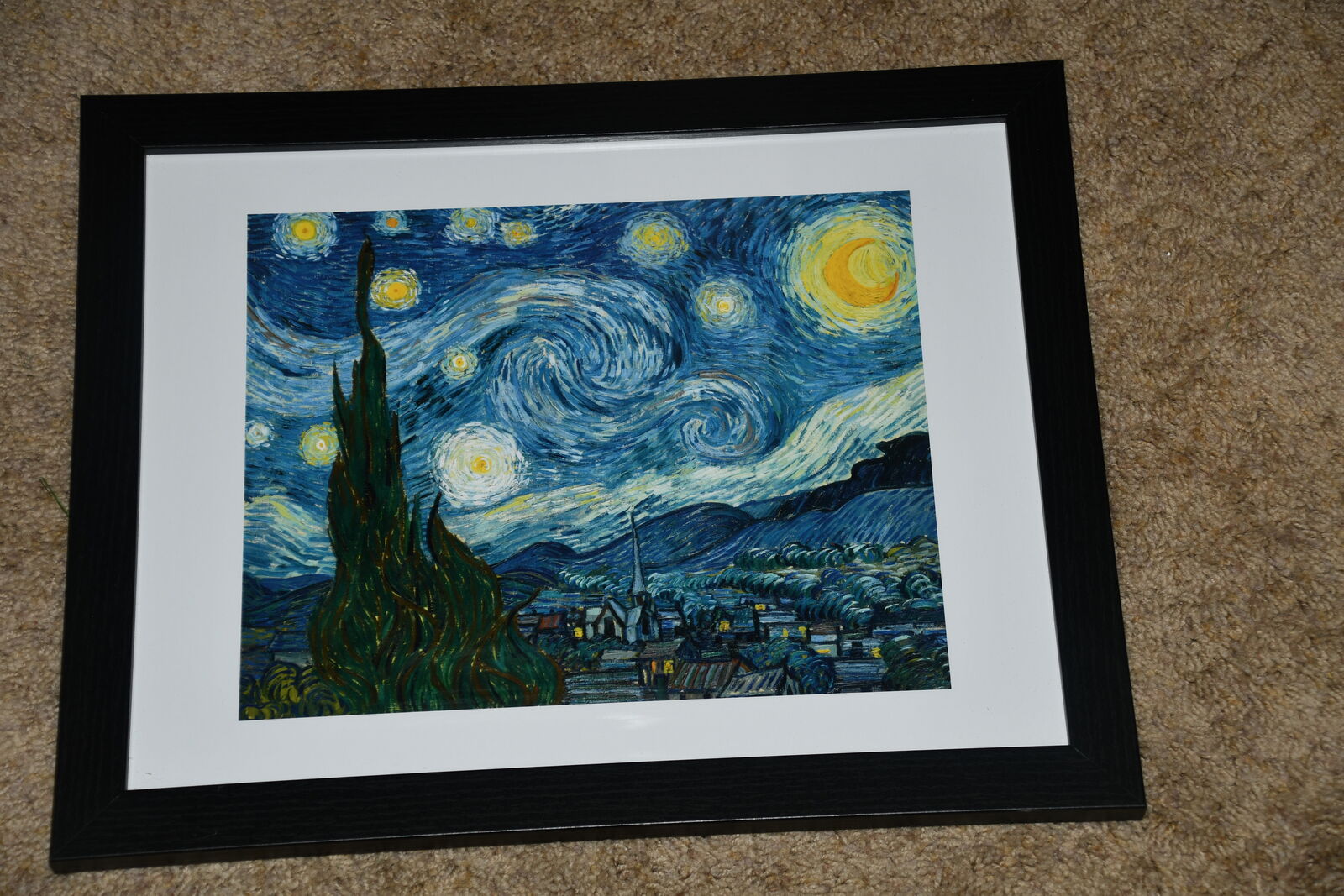 "STARRY NIGHT" PICTURE ~ 13" x 16" FRAMED ~ NICE~