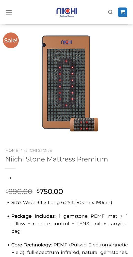 niichi stone mattress - gemstone PEMF mat - red-li