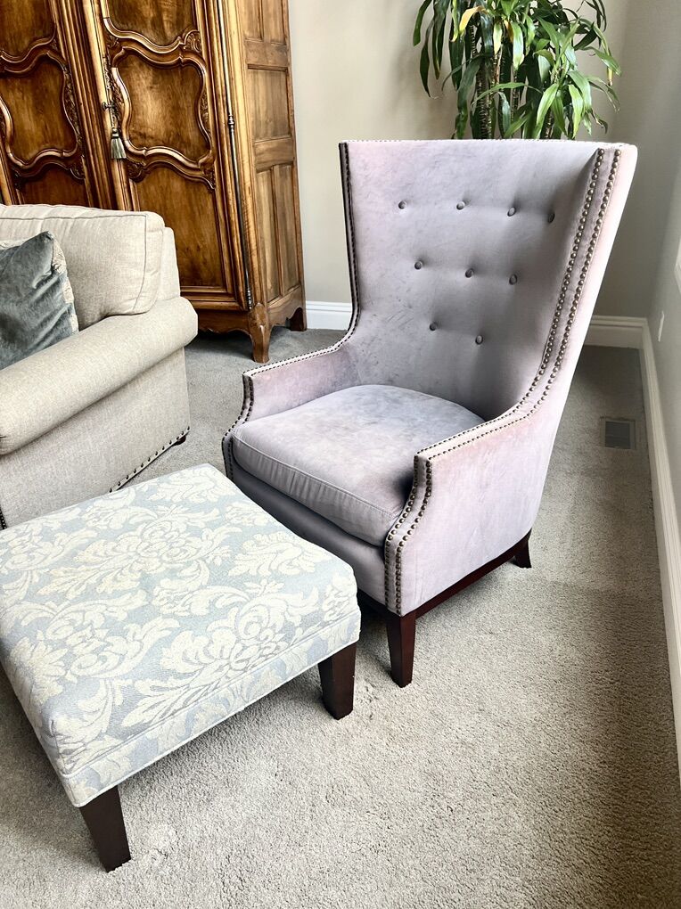 Modern Wingback Chair + Ottoman