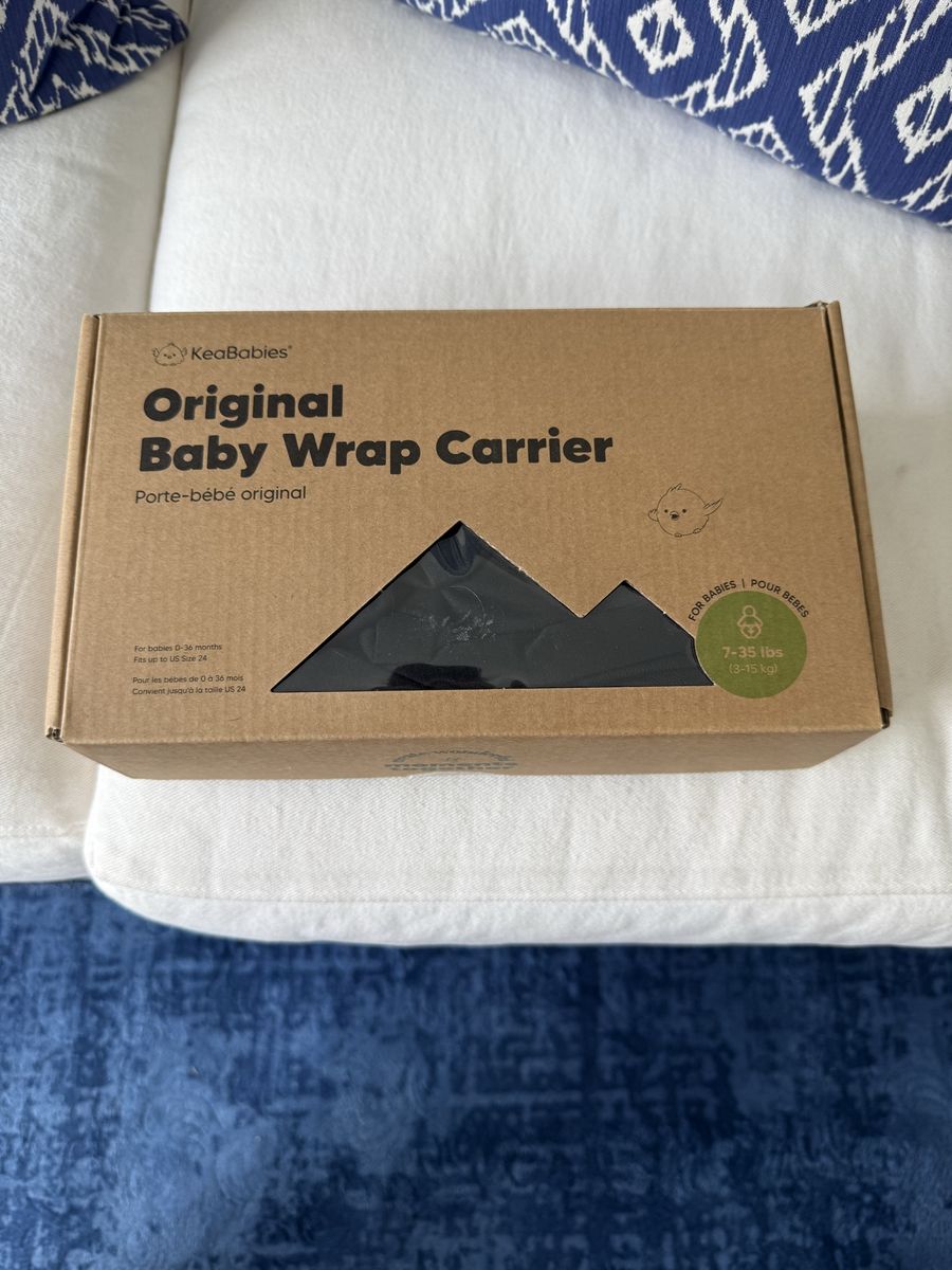 KeaBabies Original Baby Wrap Carrier - Black, 7-35 lbs, Newborn to 36 Months, New in Box