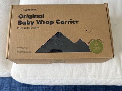 KeaBabies Original Baby Wrap Carrier - Black, 7-35 lbs, Newborn to 36 Months, New in Box
