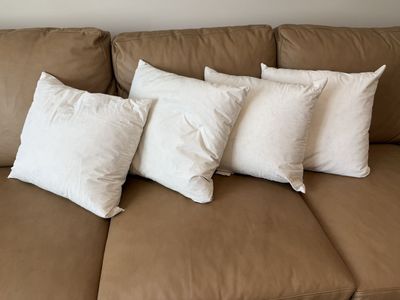 Pottery Barn White Duck Feather Down Throw Pillows Inserts 18x18