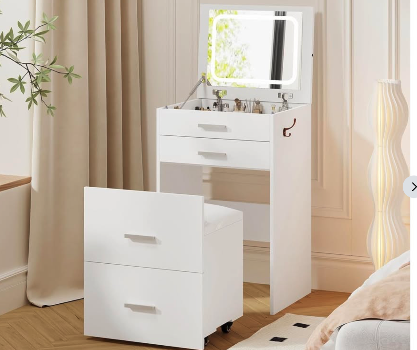 New in box, 3 in 1 Vanity, Compact Vanity with 3 Drawers, Desk Flip-up 3 Colors Lighting Mirror
