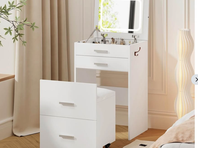 New in box, 3 in 1 Vanity, Compact Vanity with 3 Drawers, Desk Flip-up 3 Colors Lighting Mirror