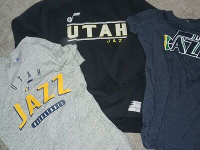 Utah Jazz shirts. 2 T-shirts and a sweatshirt.