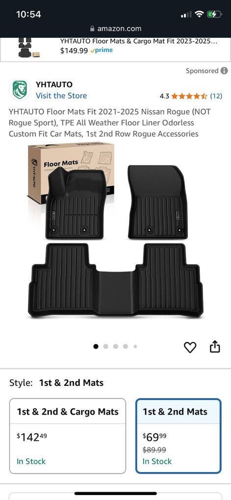 YHTAUTO Floor Mats for 2021-2025 Nissan Rogue, New