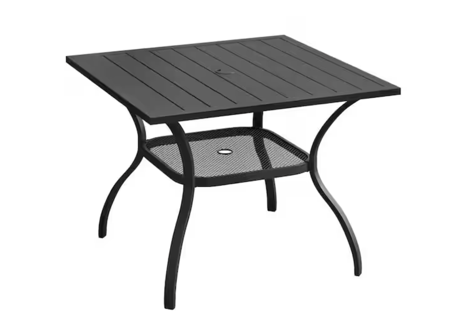 New in Box 37.8 in. Black Metal Square Outdoor Patio Dining Table