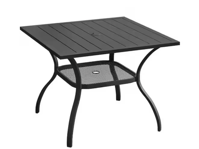 New in Box 37.8 in. Black Metal Square Outdoor Patio Dining Table