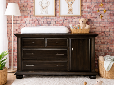 Nursery Dresser with Changing Table & Cabinet (Solid Wood)