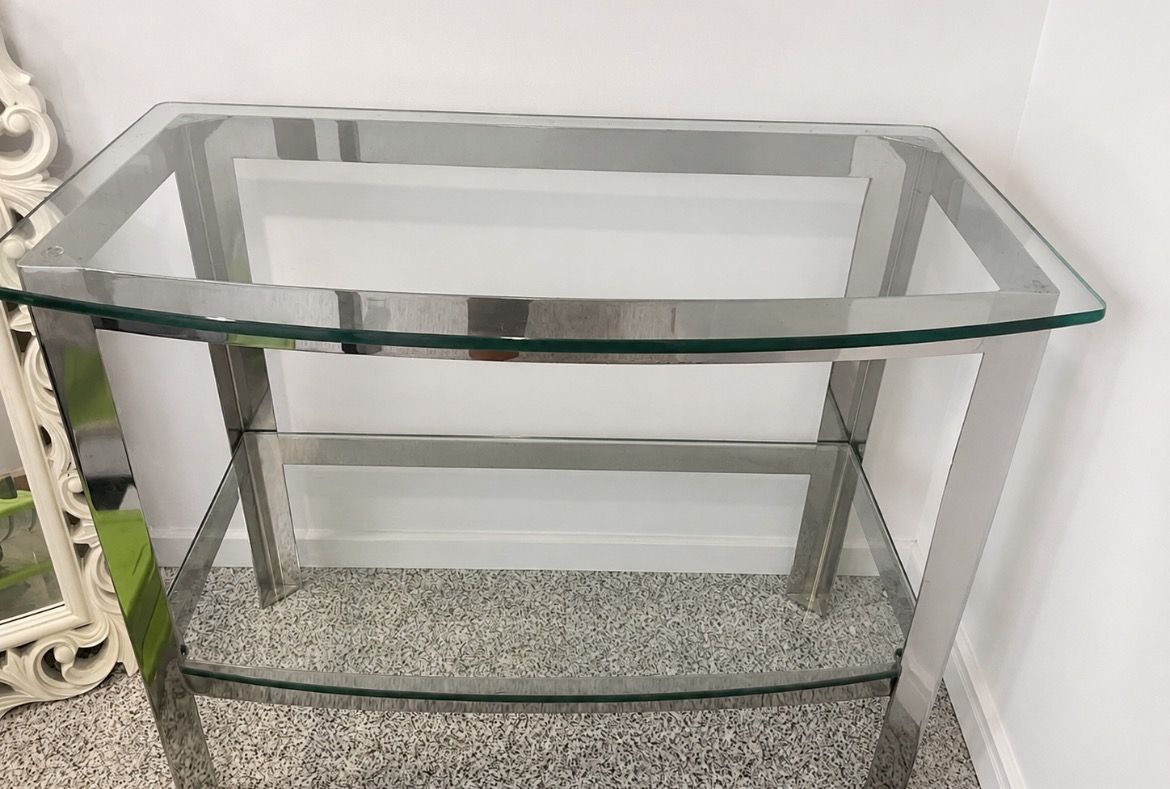 Sleek Chrome & Glass Console Table - Modern Entryway or Sofa Accent Table