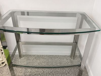 Sleek Chrome & Glass Console Table - Modern Entryway or Sofa Accent Table