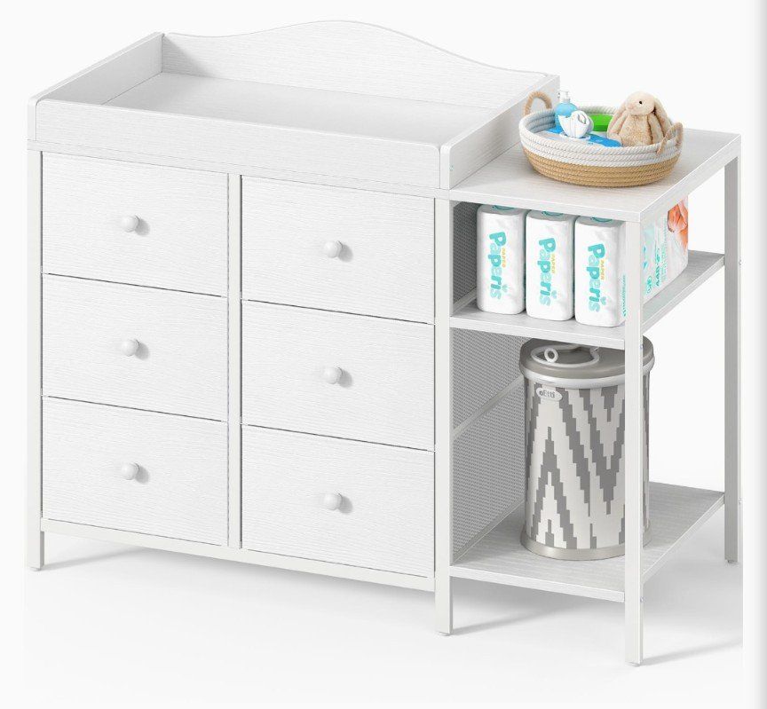 BOLUO White Baby Dresser with Changing Table Top